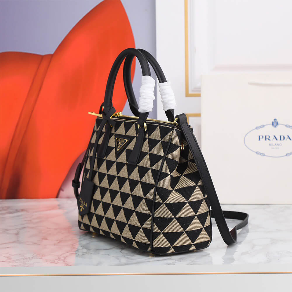 Small Prada Galleria embroidered fabric bag