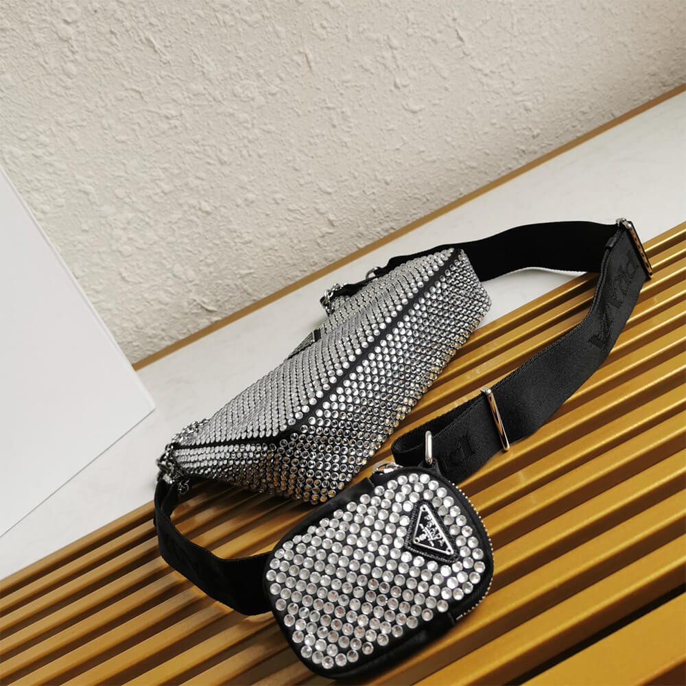 Prada Re-Edition 2005 satin bag with crystals
