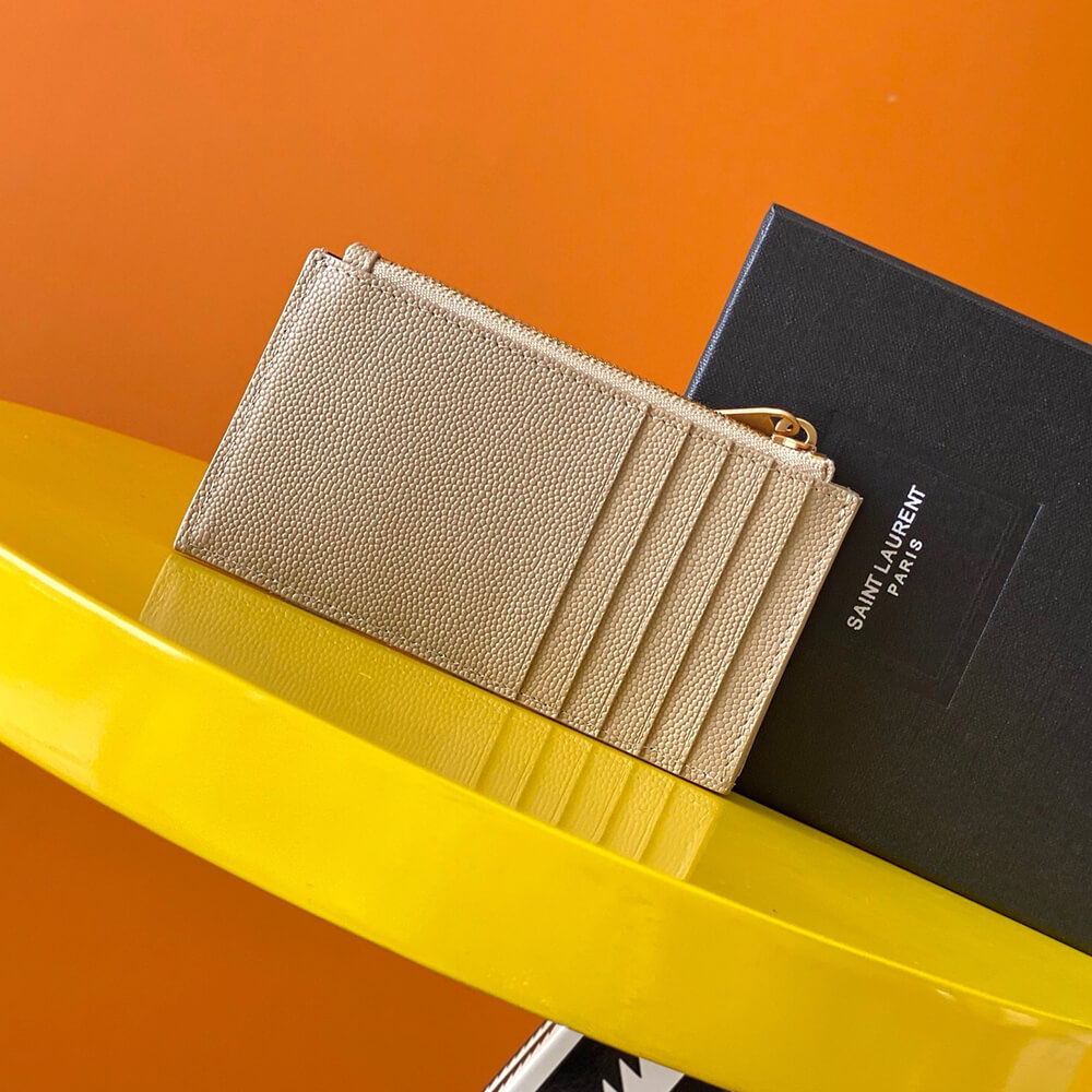 YSL CASSANDRE MATELASSÉ FRAGMENTS ZIPPED CARD CASE(HIGH-END GRADE)