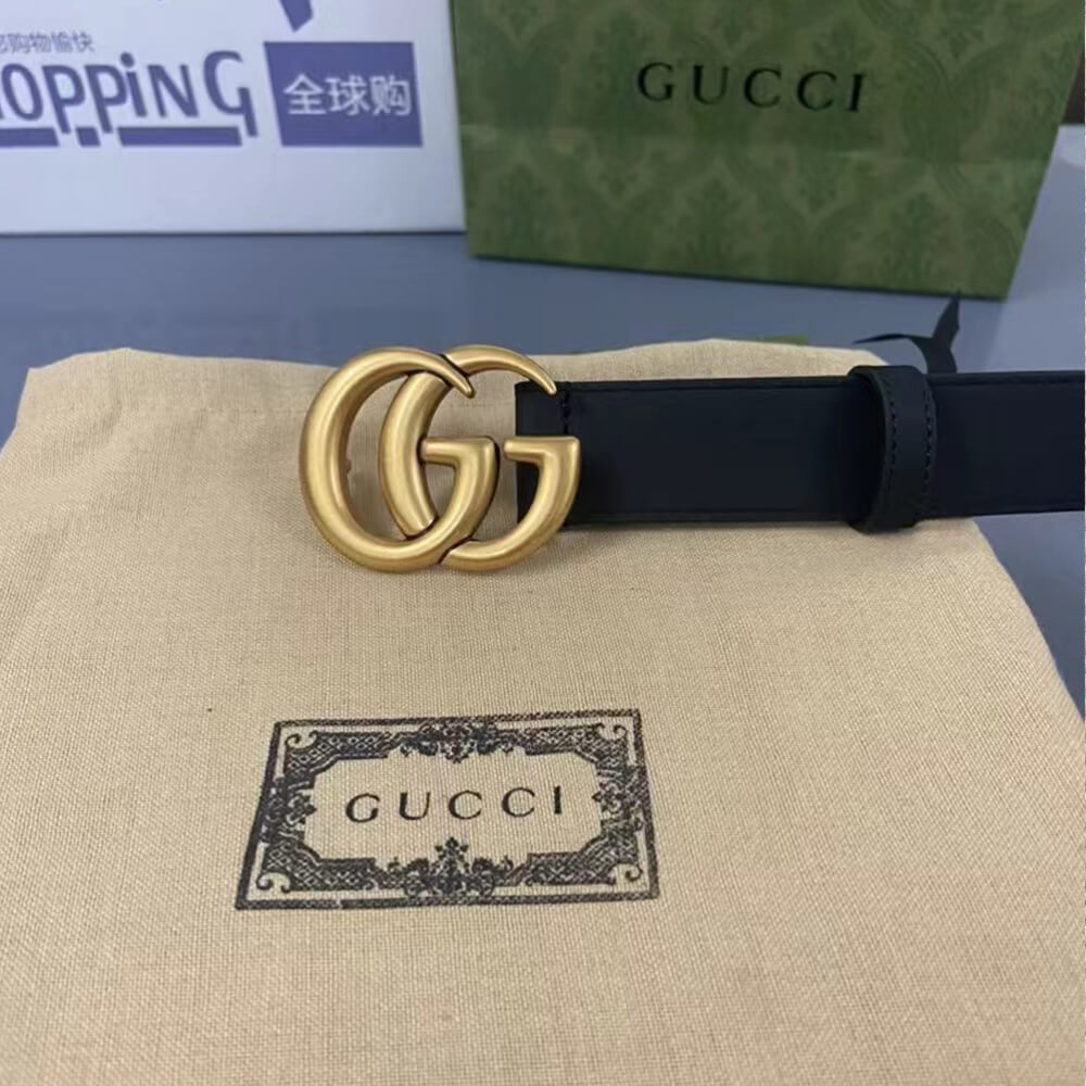 LEATHER BELT WITH DOUBLE G BUCKLE