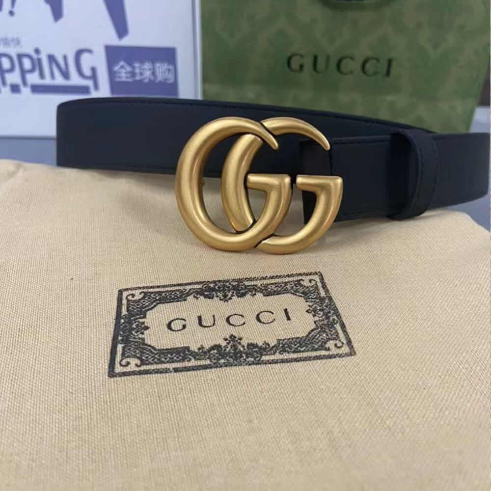 LEATHER BELT WITH DOUBLE G BUCKLE
