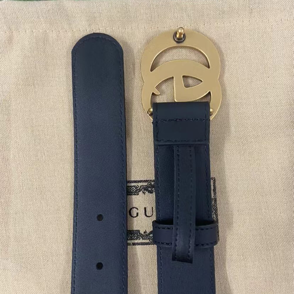 LEATHER BELT WITH DOUBLE G BUCKLE