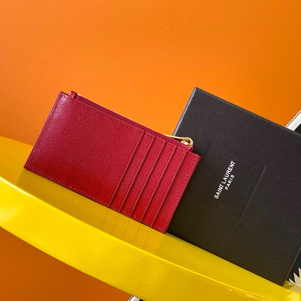 YSL CASSANDRE MATELASSÉ FRAGMENTS ZIPPED CARD CASE(HIGH-END GRADE)