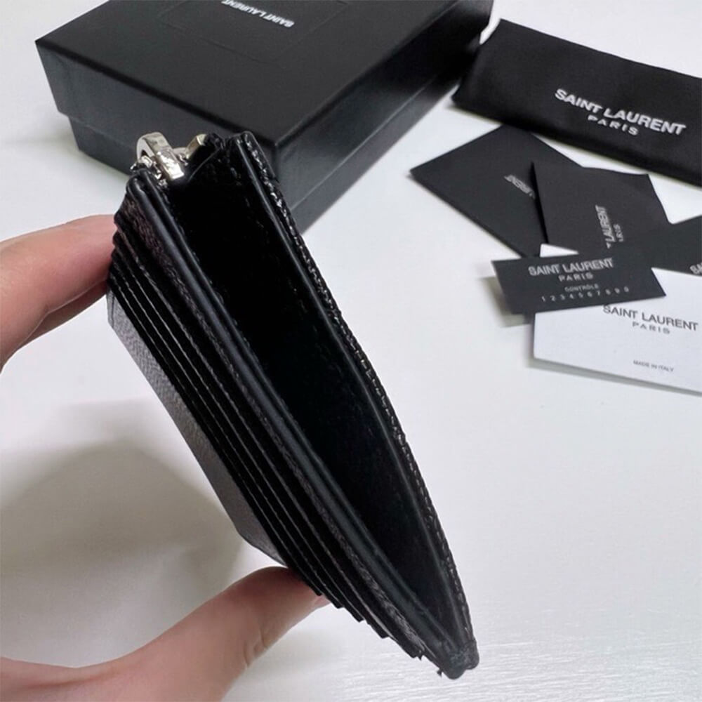 YSL CASSANDRE MATELASSÉ FRAGMENTS ZIPPED CARD CASE(HIGH-END GRADE)