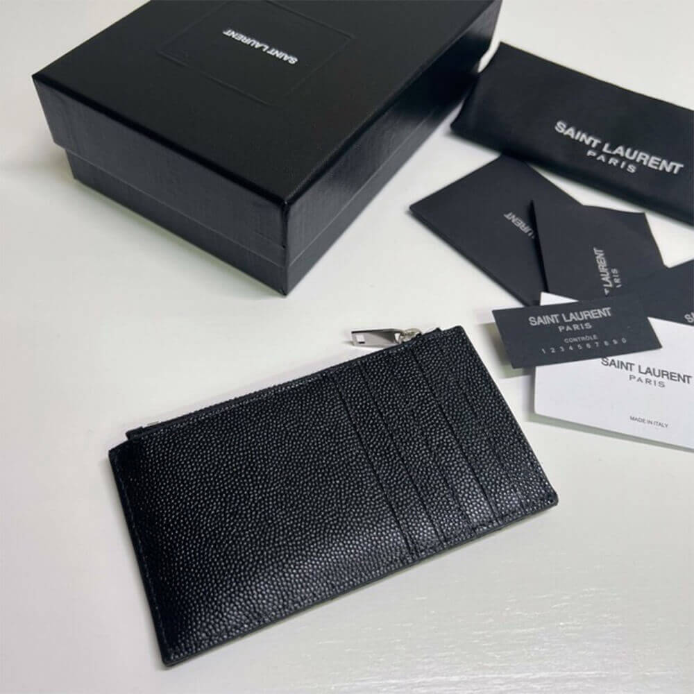 YSL CASSANDRE MATELASSÉ FRAGMENTS ZIPPED CARD CASE(HIGH-END GRADE)