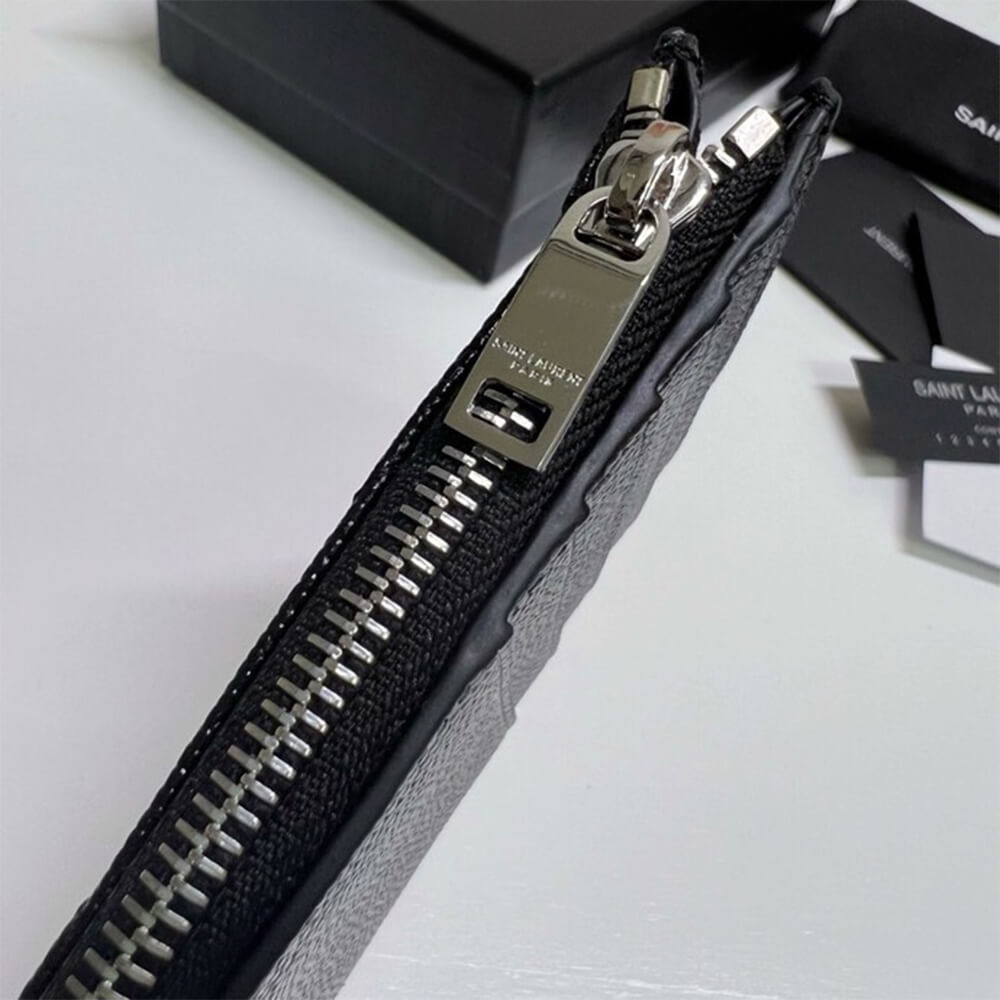 YSL CASSANDRE MATELASSÉ FRAGMENTS ZIPPED CARD CASE(HIGH-END GRADE)