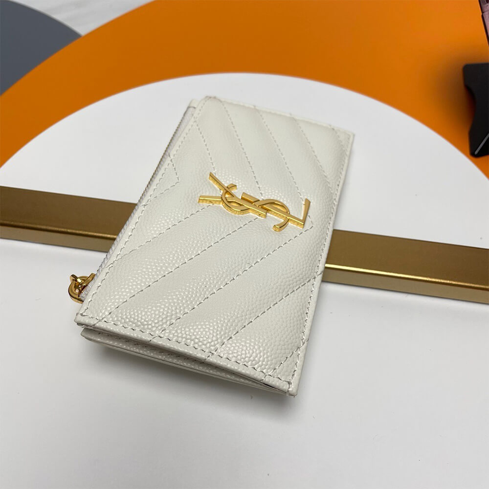 YSL CASSANDRE MATELASSÉ FRAGMENTS ZIPPED CARD CASE(HIGH-END GRADE)