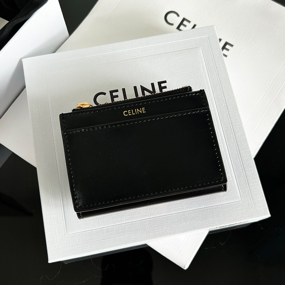 CELINE COMPACT WALLET WITH COIN TRIOMPHE IN SHINY CALFSKIN(HIGH-END GRADE)