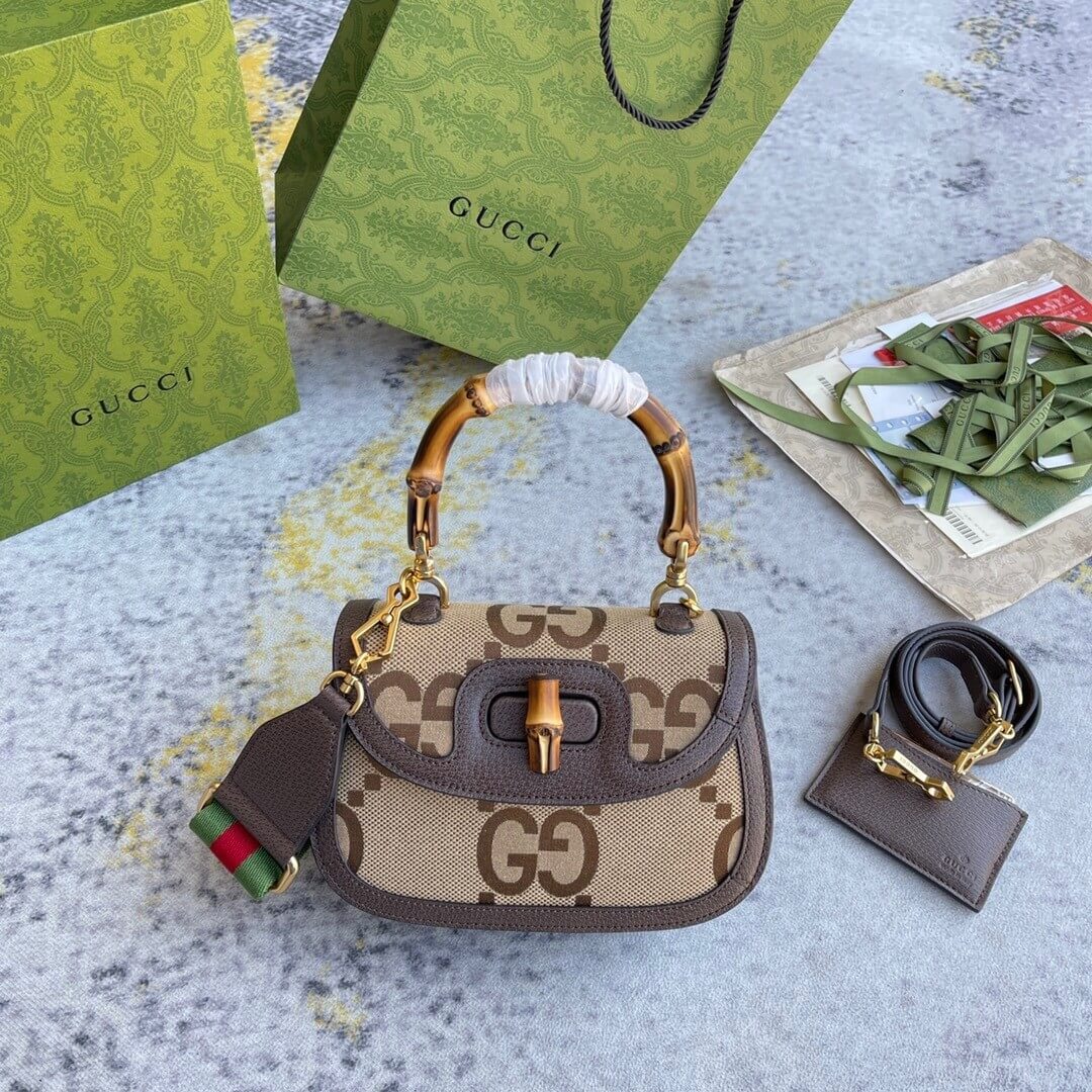 G*u*i bamboo 1947 jumbo gg small top handle bag