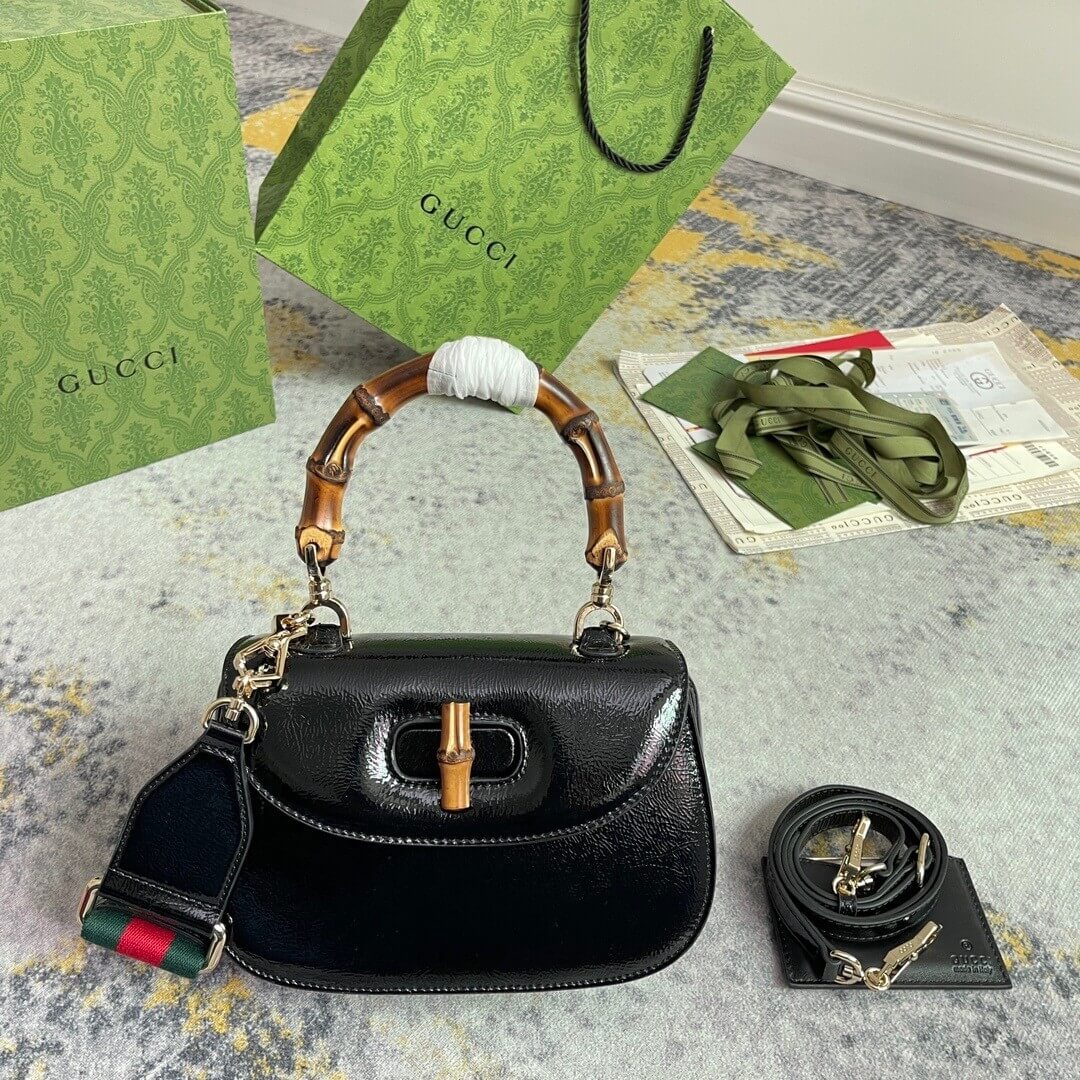 G*u*i bamboo 1947 jumbo gg small top handle bag