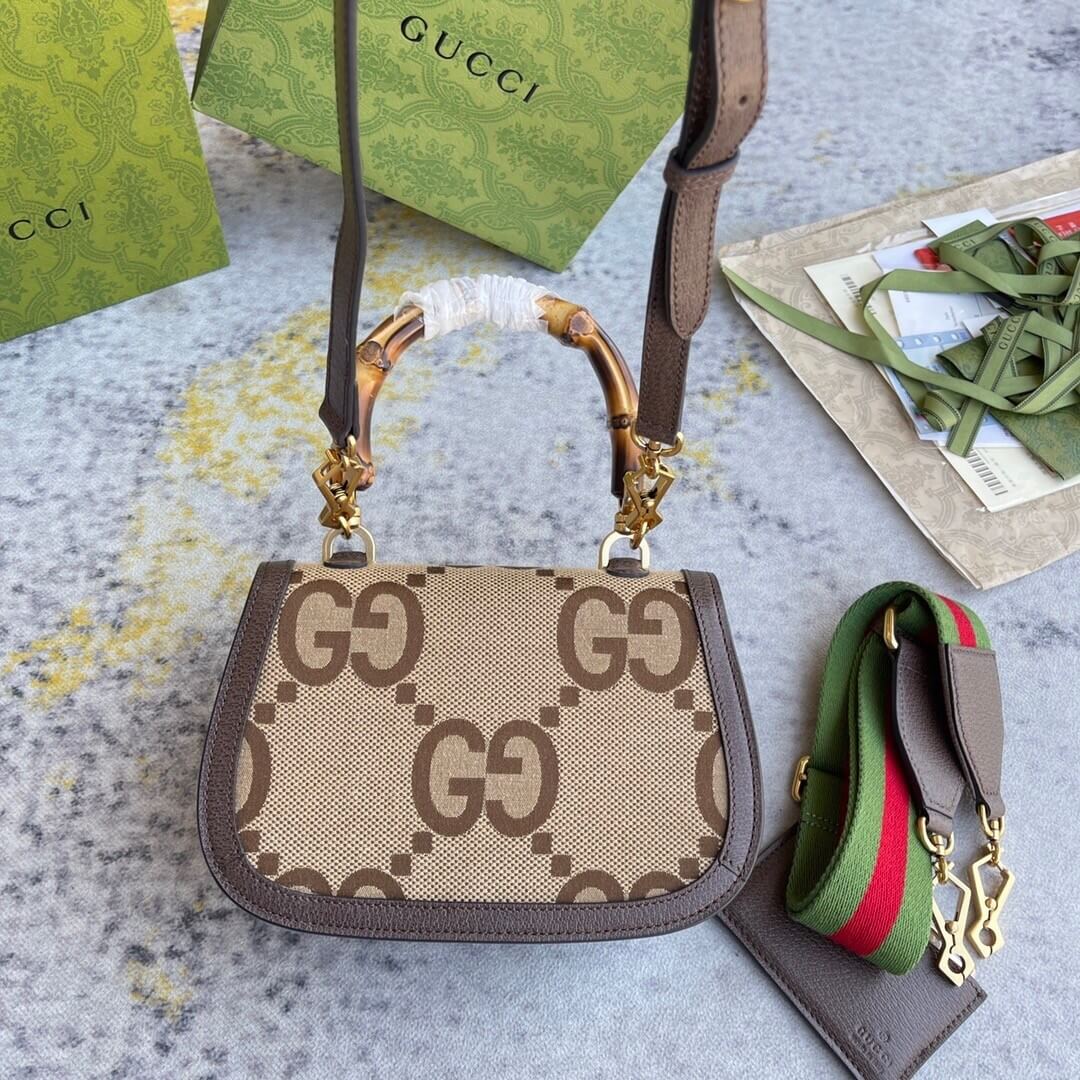G*u*i bamboo 1947 jumbo gg small top handle bag