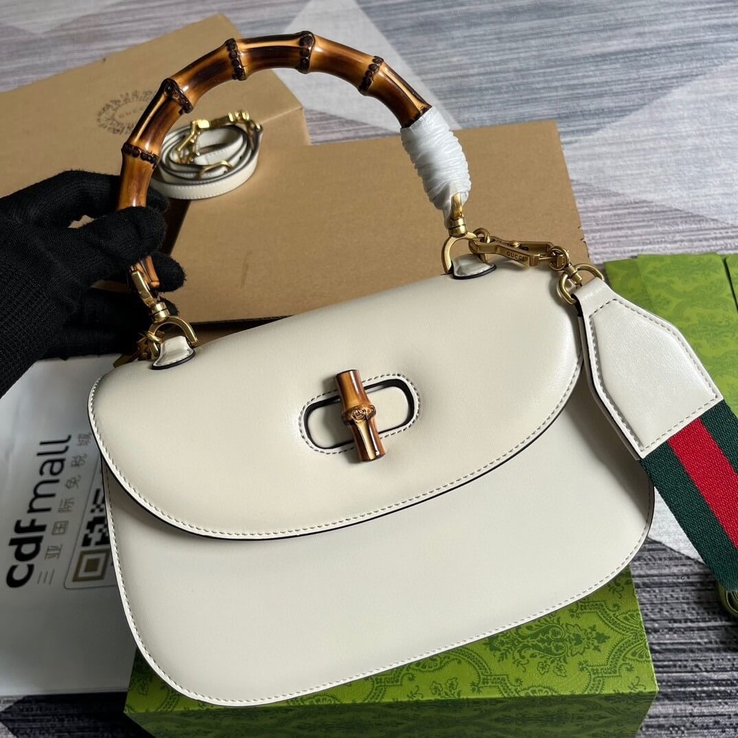 G*u*i bamboo 1947 medium top handle bag