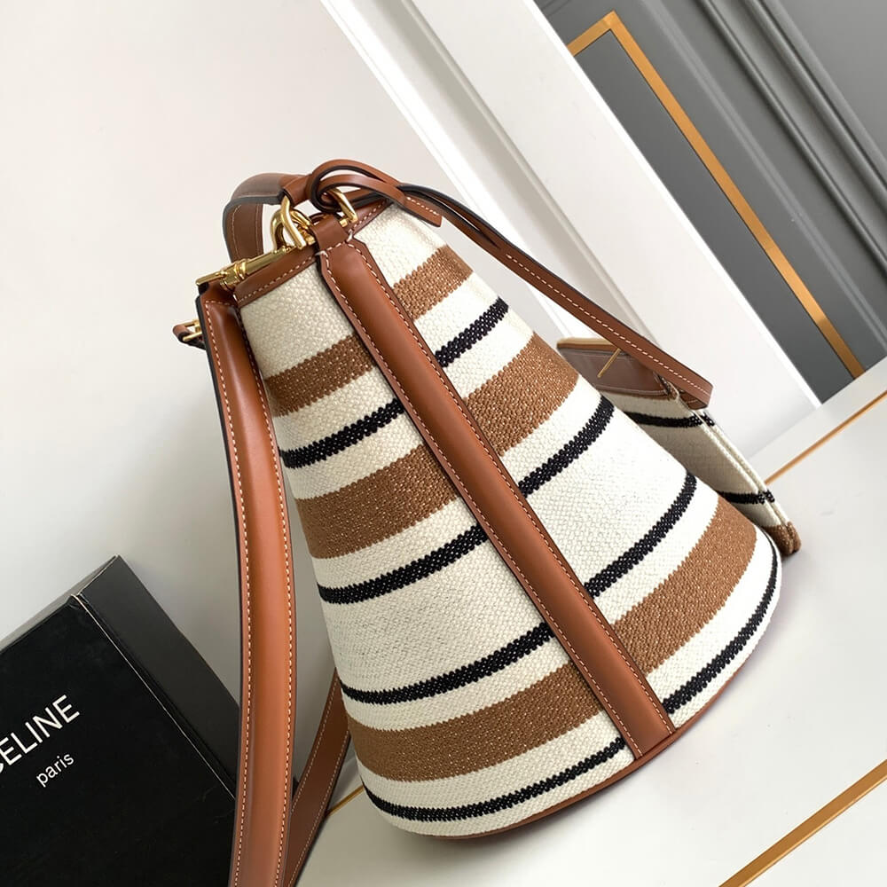 Ce**e bucket 16 bag in striped textile with Ce**e jacquard(high-end grade)