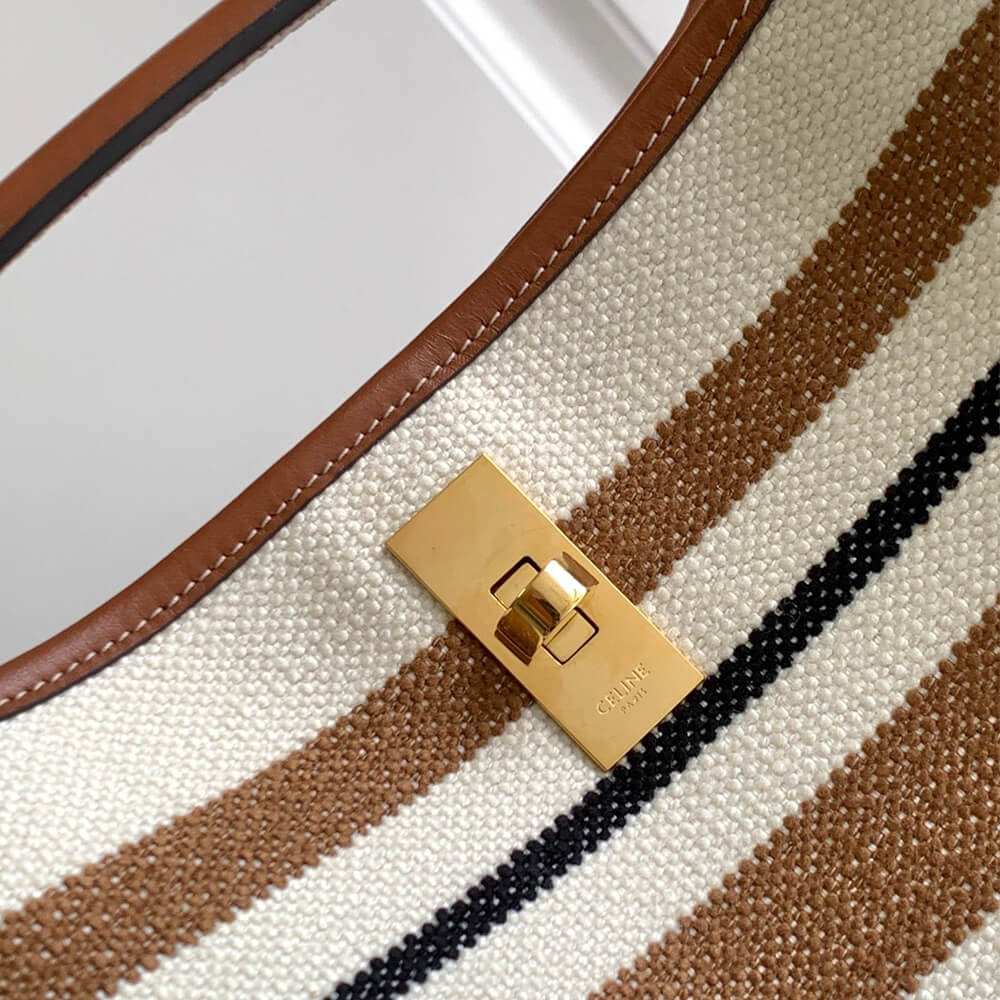 Ce**e bucket 16 bag in striped textile with Ce**e jacquard(high-end grade)