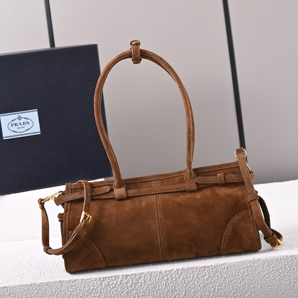 Prada Medium suede handbag(high-end grade)
