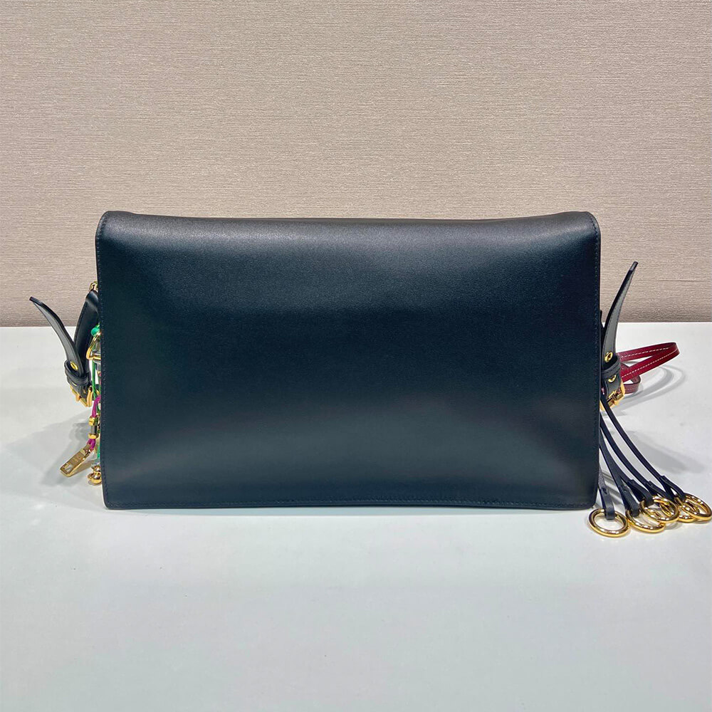 Prada Soft Sound large leather shoulder bag with charms(high-end grade)