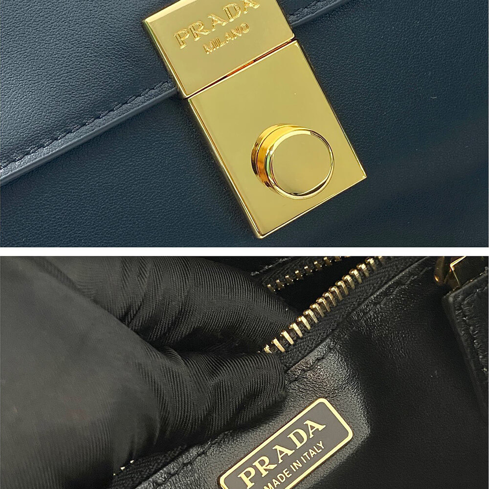 Prada Soft Sound large leather shoulder bag with charms(high-end grade)