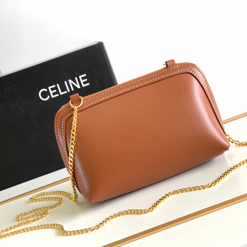 CELINE Clutch on Chain Cuir triomphe IN smooth calfskin(High-end Grade)