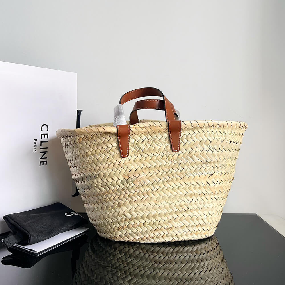 TEEN CELINE CLASSIC PANIER in Palm leaves and Calfskin(high-end grade)