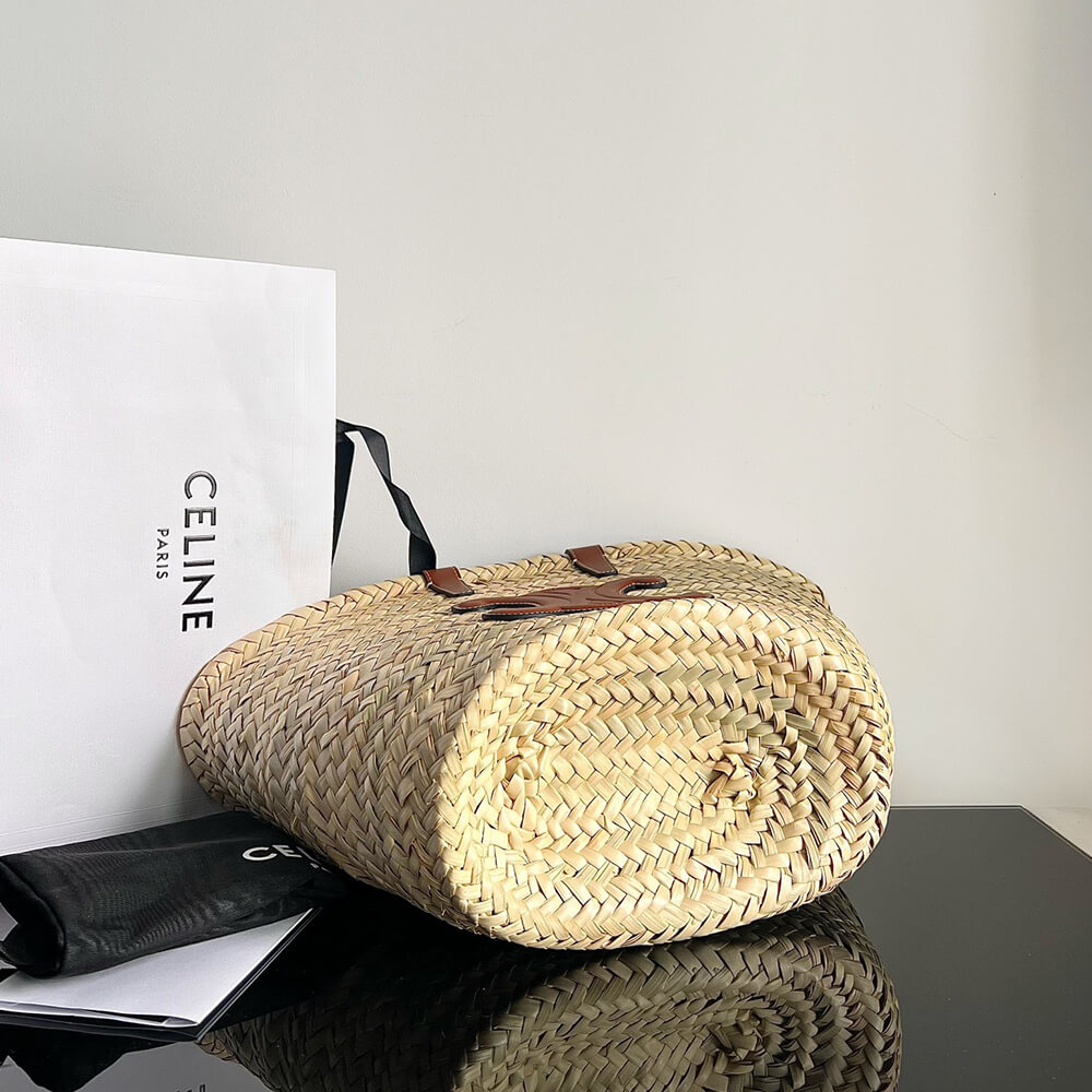 TEEN CELINE CLASSIC PANIER in Palm leaves and Calfskin(high-end grade)
