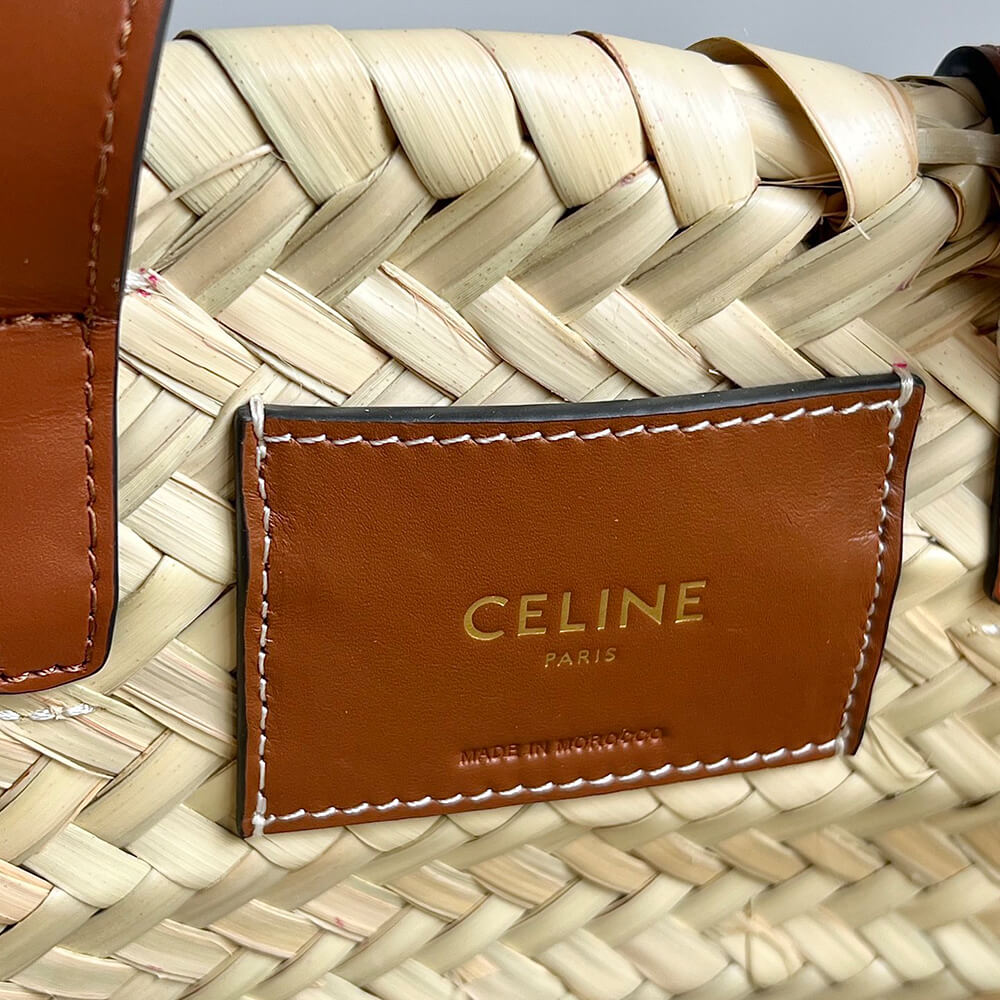 TEEN CELINE CLASSIC PANIER in Palm leaves and Calfskin(high-end grade)