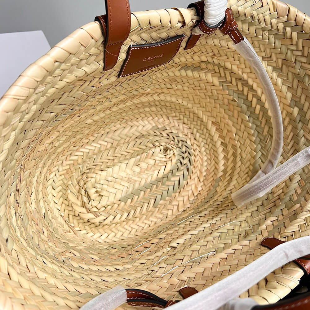 TEEN CELINE CLASSIC PANIER in Palm leaves and Calfskin(high-end grade)